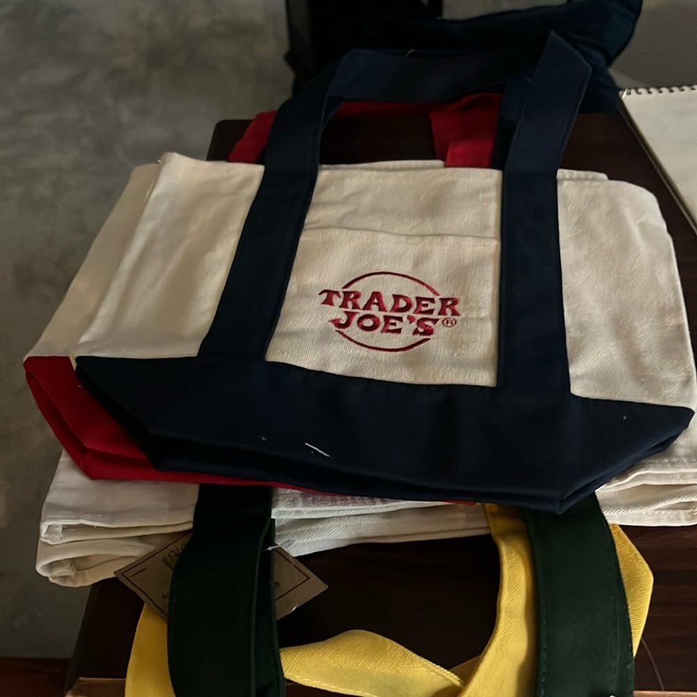 Trader Joe’s Mini Canvas Tote bag navy blue NWT new